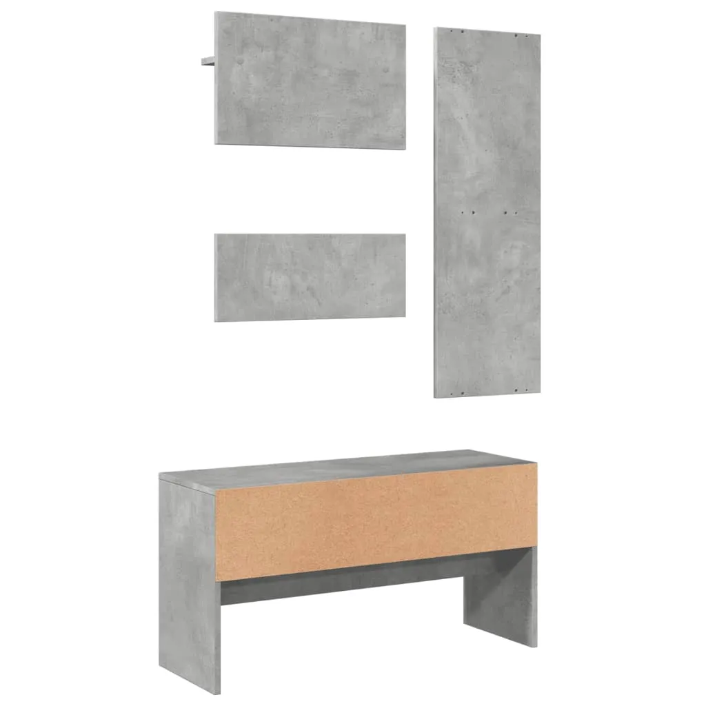 4 Piece Hallway Furniture Set Concrete Grey Engineered Wood