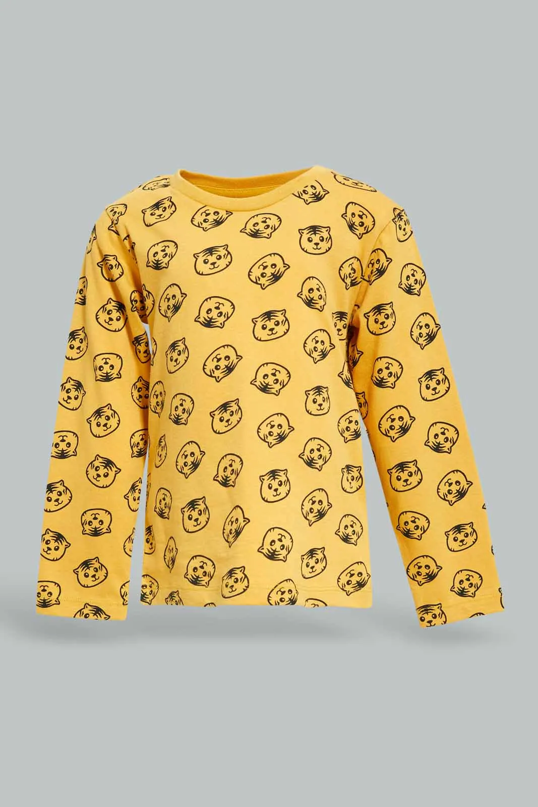 Baby Boys Yellow Tiger Printed T-shirt