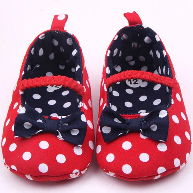 Baby Girls Prewalkers Sweet Soft Warm Antiskid Toddler Flower Polka Crib Shoes