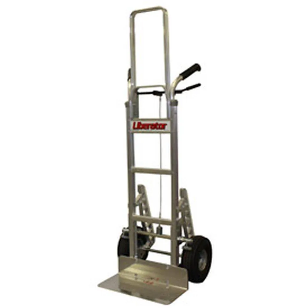 B&P Tread Brake Double Handle Hand Truck w/ Flat Free Wheels