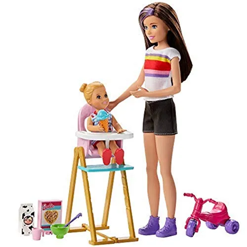 Barbie Skipper Babysitters Inc. Feeding Playset with Skipper Doll, Toddler Doll with Feeding Accessories