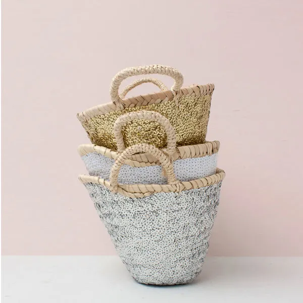 Bohemia Design Mini Sequin Basket – Silver