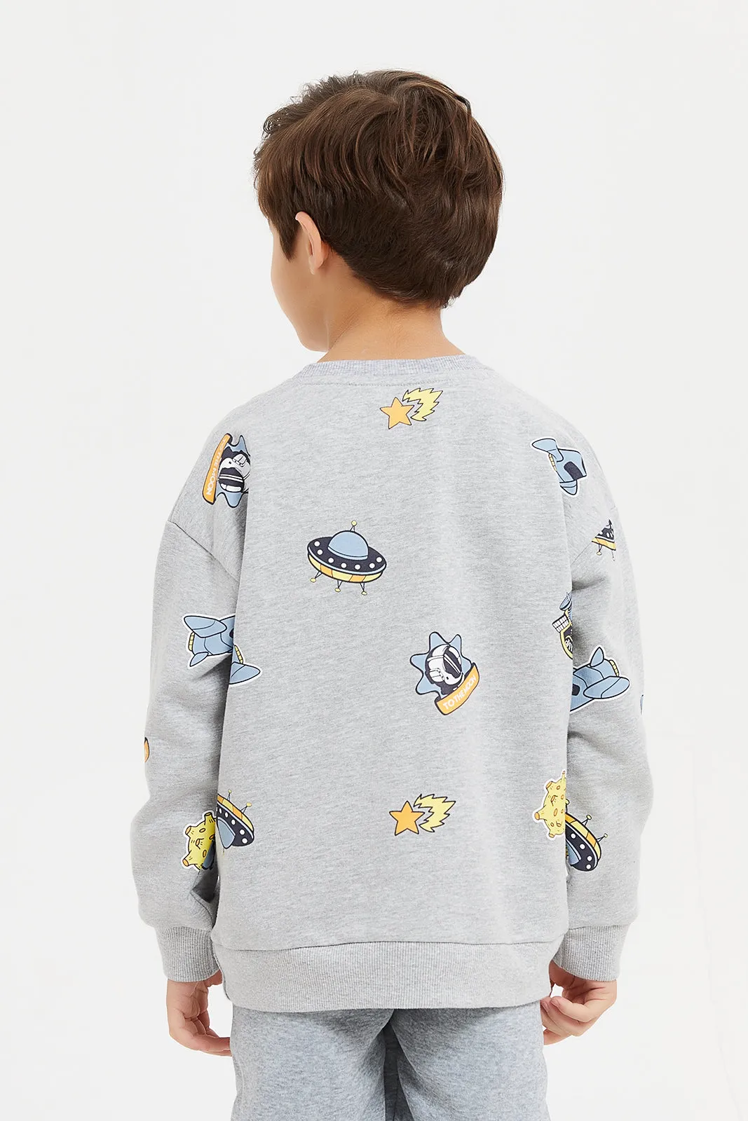 Boys Grey Space Oversize Sweatshirt