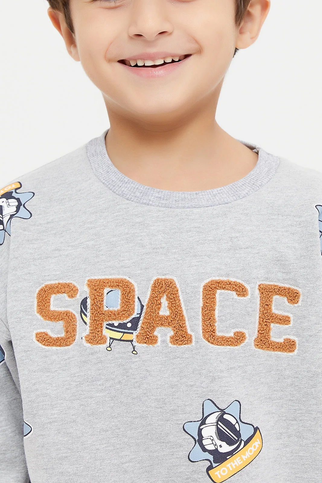 Boys Grey Space Oversize Sweatshirt