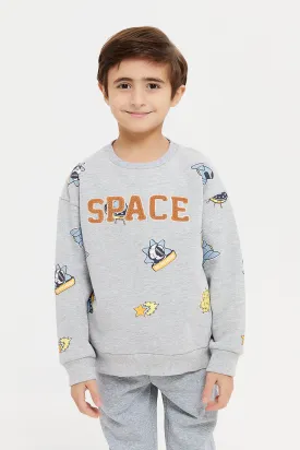 Boys Grey Space Oversize Sweatshirt