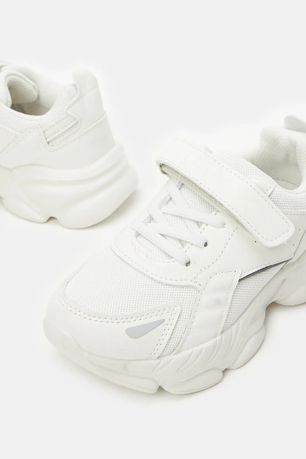 Boys White Colour Block Chunky Sneakers