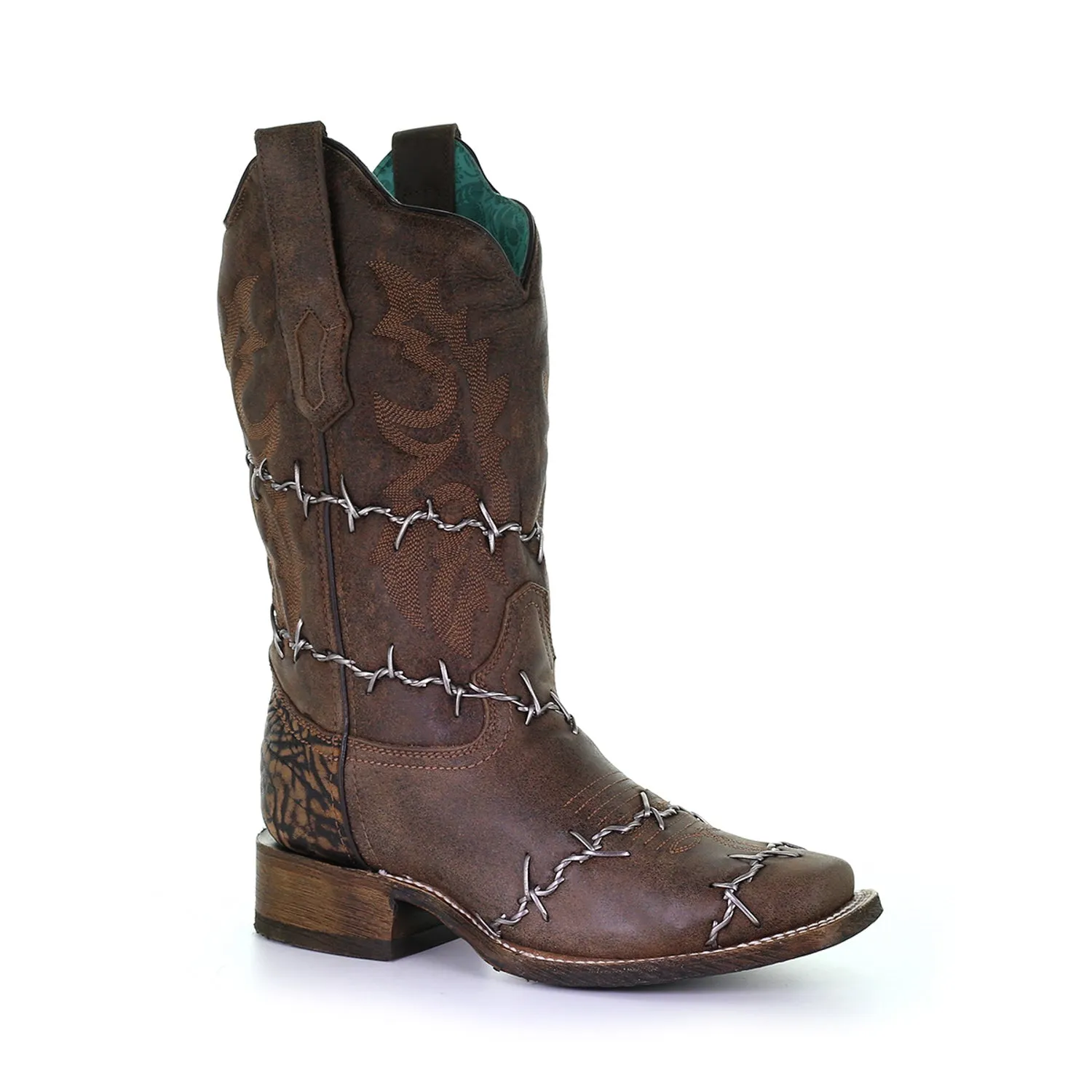 Corral Womens Barbed Wire Cowboy Boots Leather Chocolate