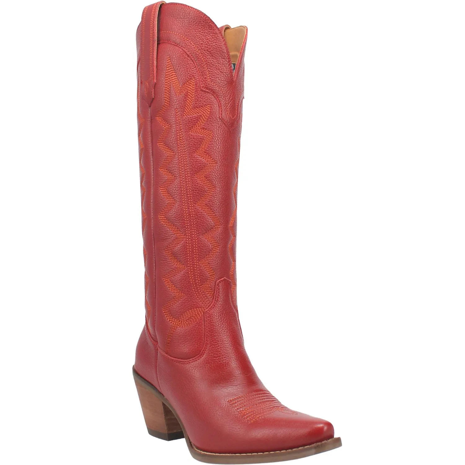 Dingo Womens High Cotton Cowboy Boots Leather Red