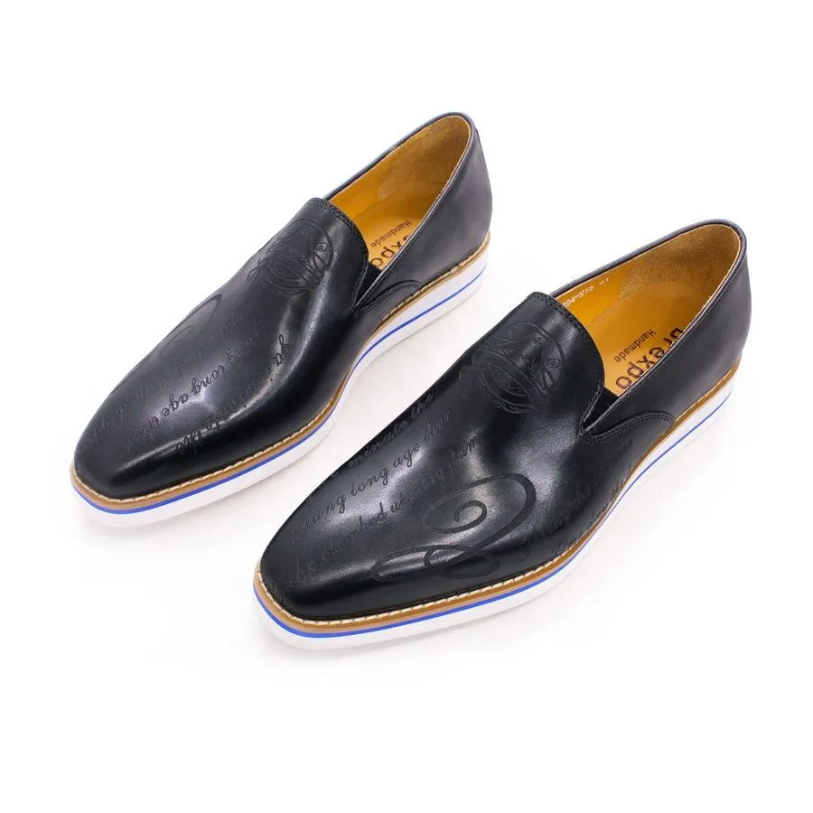 Fashion men casual shoes green comfortable flat loafers classic pointed handmade leather