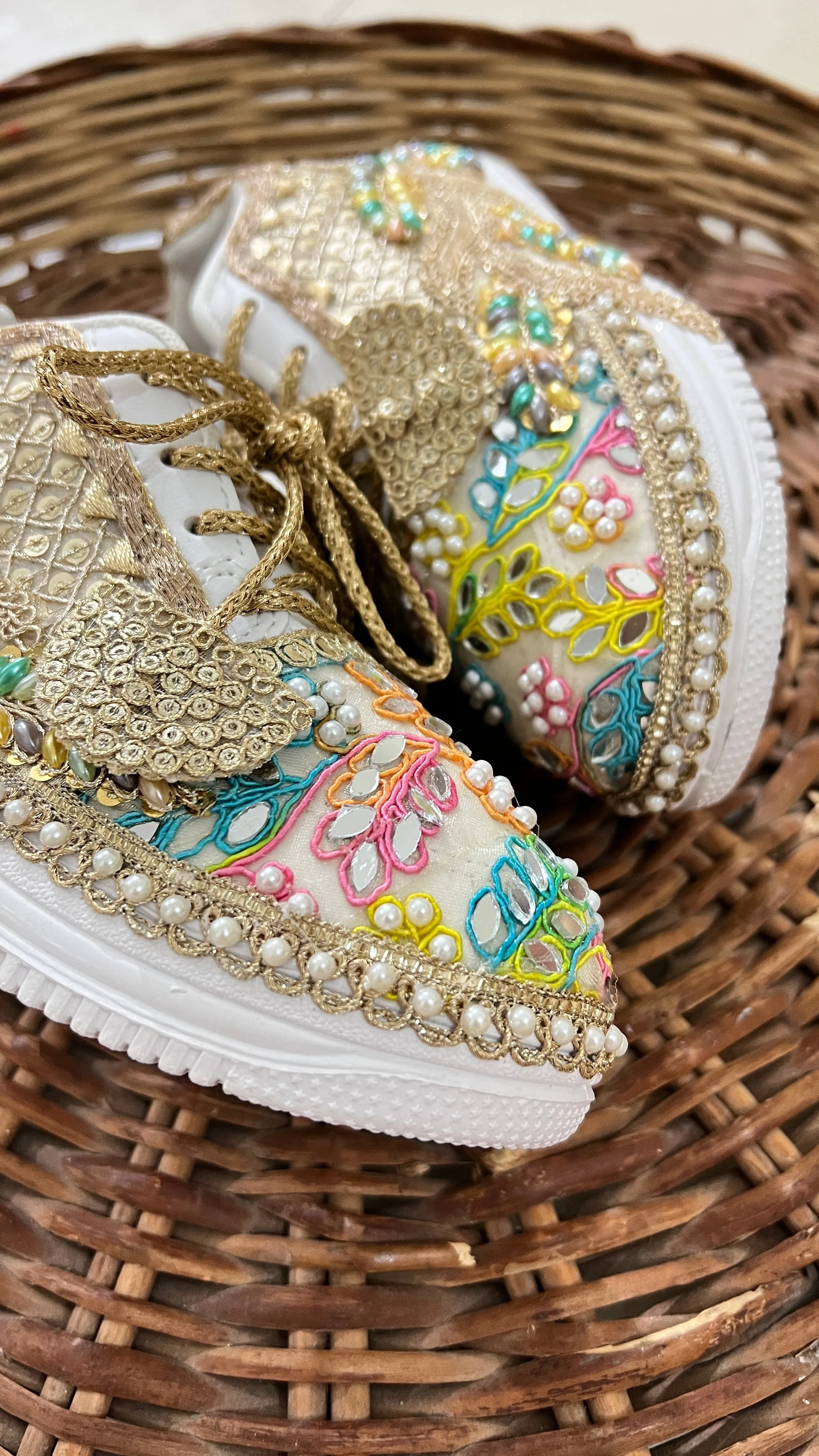 FUNKY N TRENDY multi colored theme hand work sneakers for brides / bridesmaids/ boho sneakers / bohemian sneakers / boho shoes/ multi colored sneakers