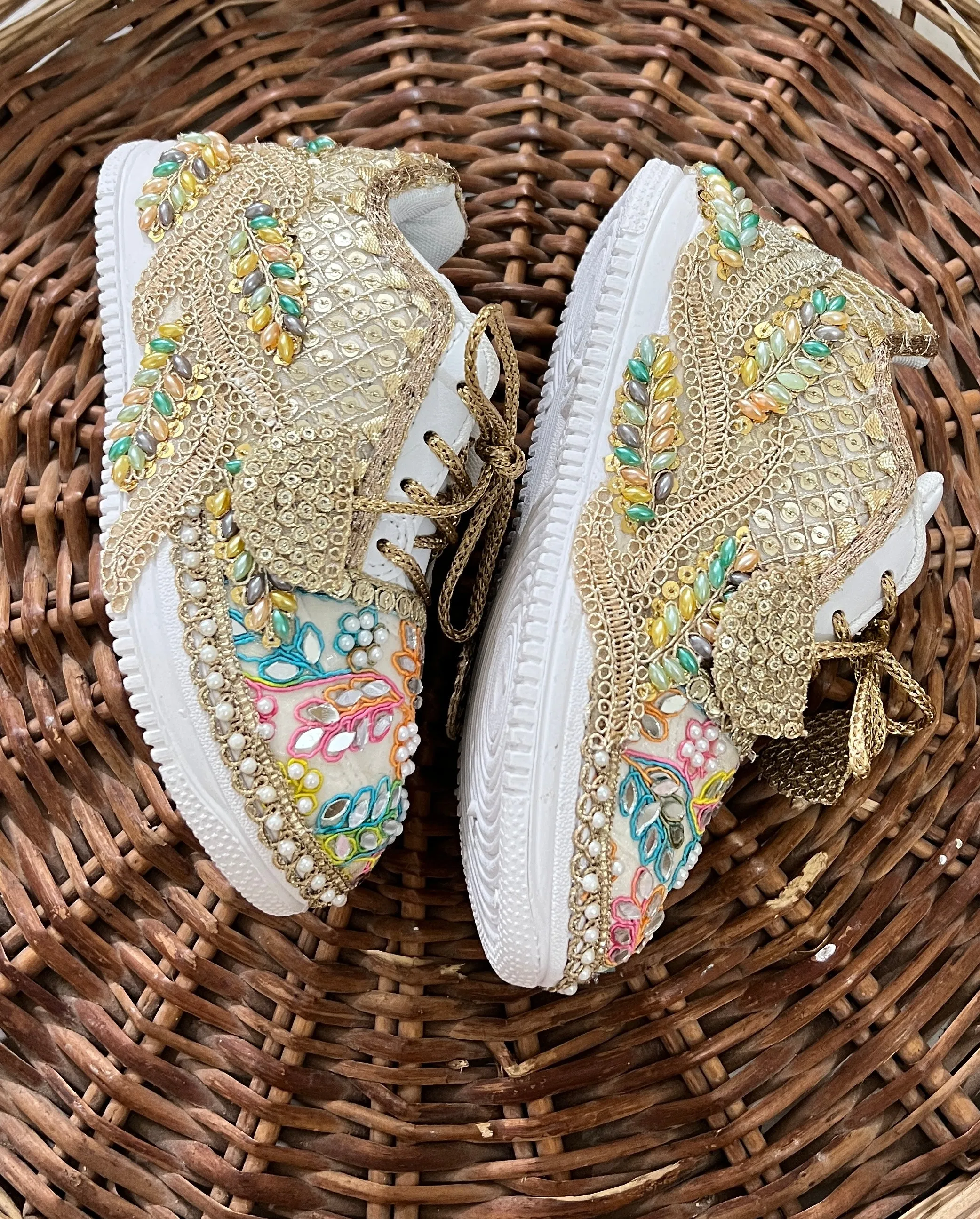 FUNKY N TRENDY multi colored theme hand work sneakers for brides / bridesmaids/ boho sneakers / bohemian sneakers / boho shoes/ multi colored sneakers