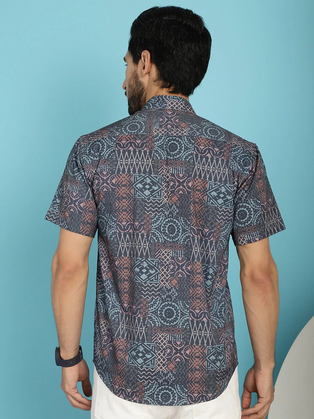 Grey Printed Casual Shirt