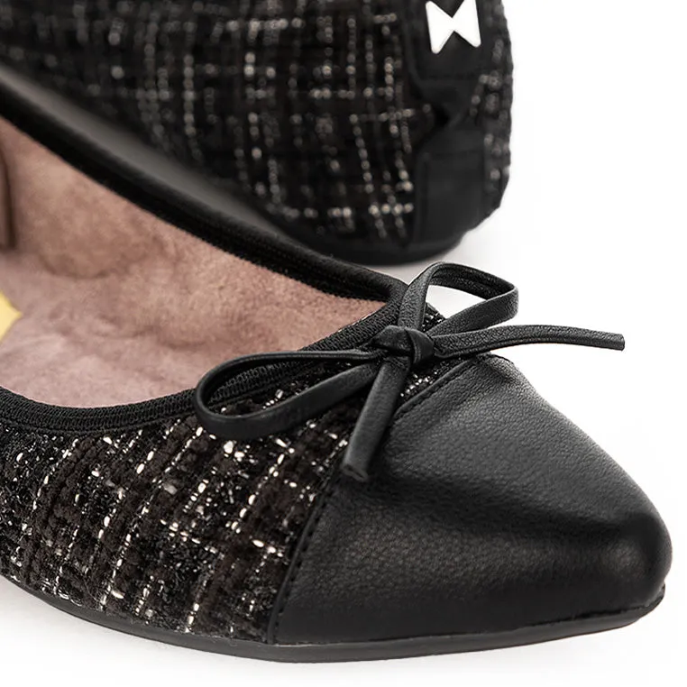 HOLLY Ballet Flat Shoes - Black Woven