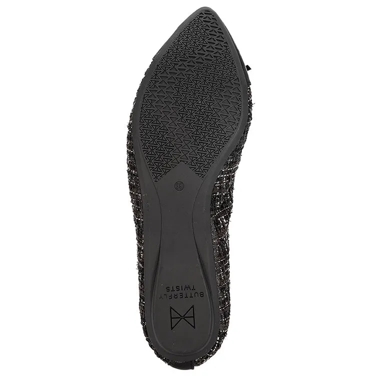 HOLLY Ballet Flat Shoes - Black Woven