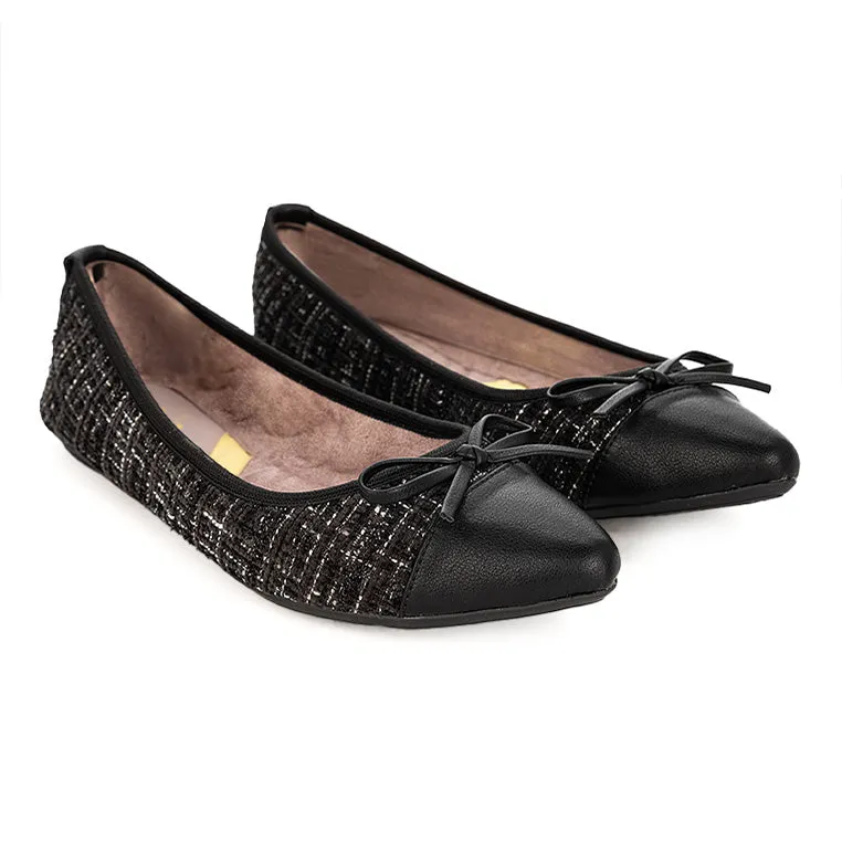 HOLLY Ballet Flat Shoes - Black Woven