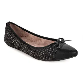 HOLLY Ballet Flat Shoes - Black Woven