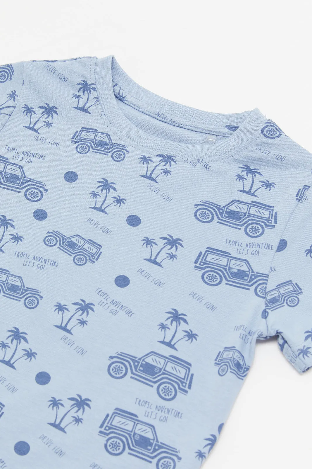 Infant Boys Blue Cars Print T-Shirt