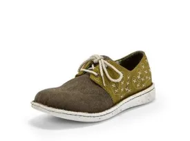 Justin Chocolate/Green Cac-tie Round Toe Casual Shoes for Women