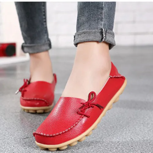 Large size leather Women shoes flats mother shoes girls lace-up fashion casual shoes comfortable breathable women flats SDC179