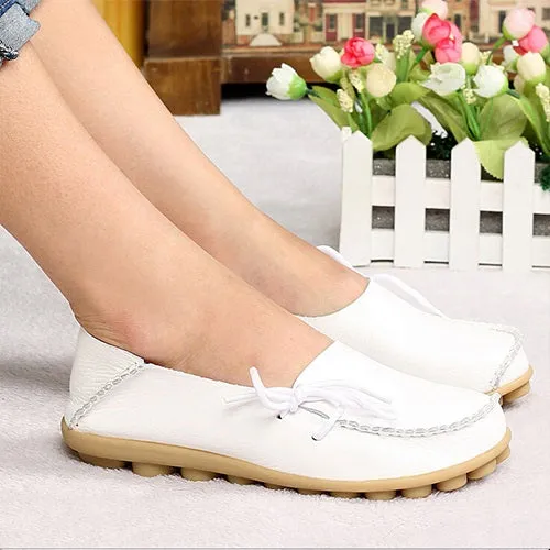 Large size leather Women shoes flats mother shoes girls lace-up fashion casual shoes comfortable breathable women flats SDC179