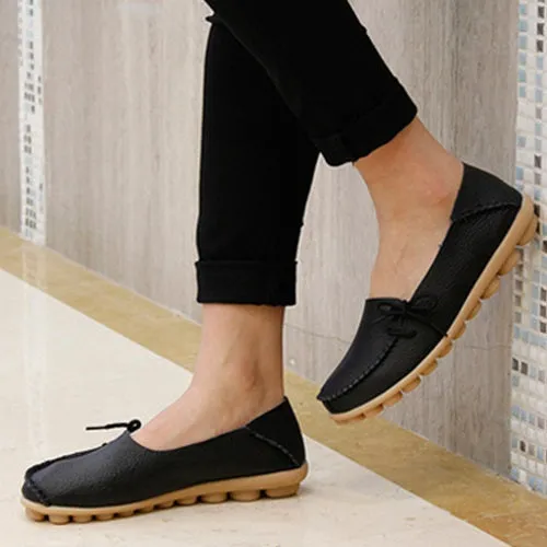 Large size leather Women shoes flats mother shoes girls lace-up fashion casual shoes comfortable breathable women flats SDC179