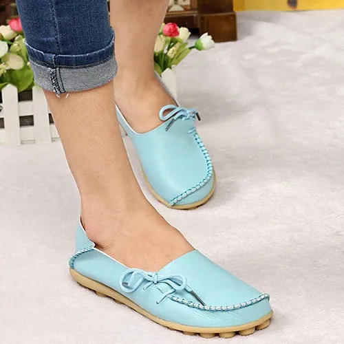 Large size leather Women shoes flats mother shoes girls lace-up fashion casual shoes comfortable breathable women flats SDC179