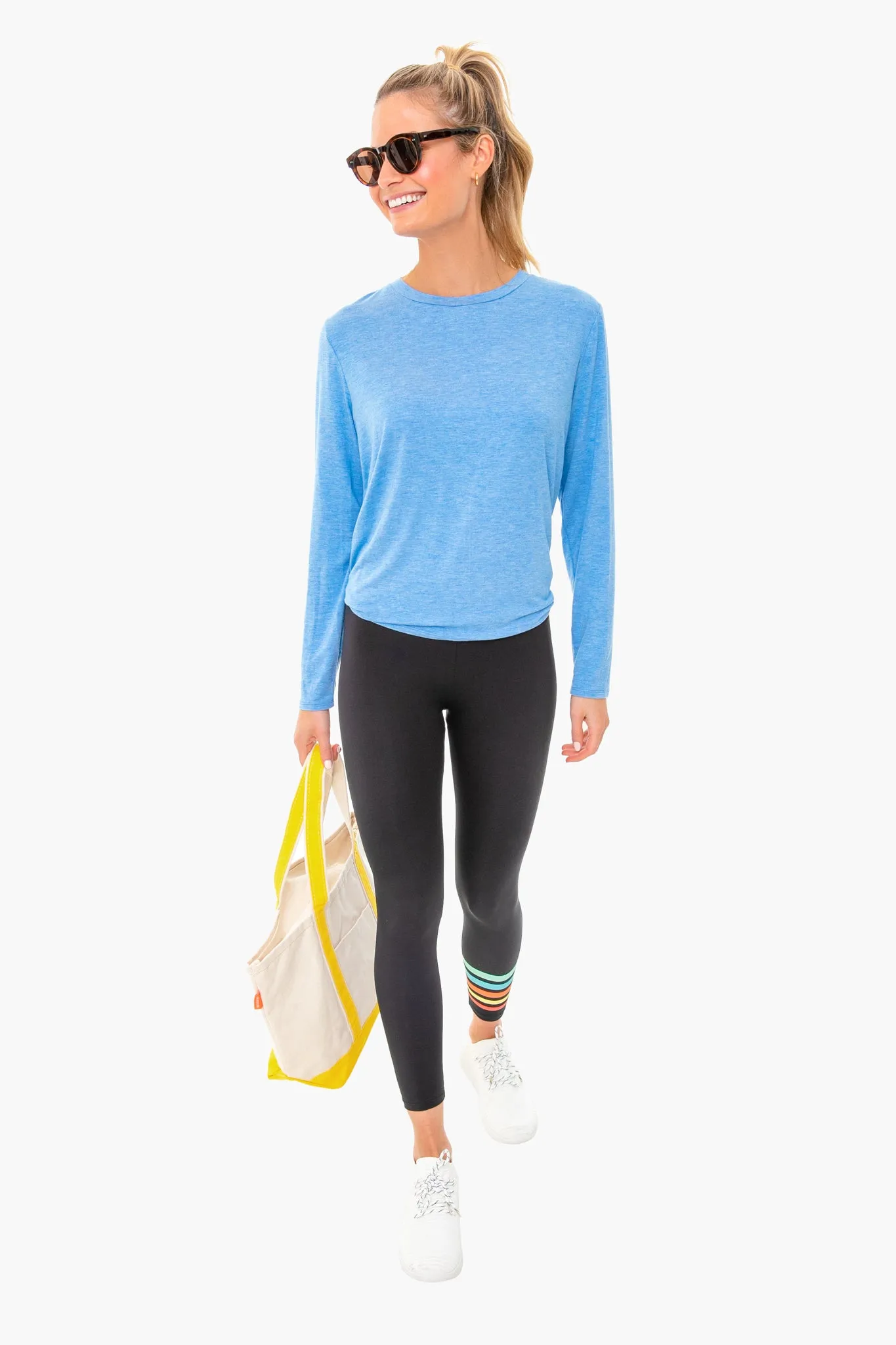 Light Blue Heather Tie Back Long Sleeve Tee