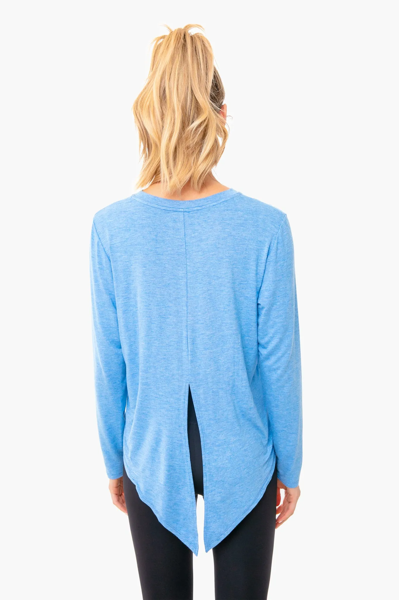 Light Blue Heather Tie Back Long Sleeve Tee