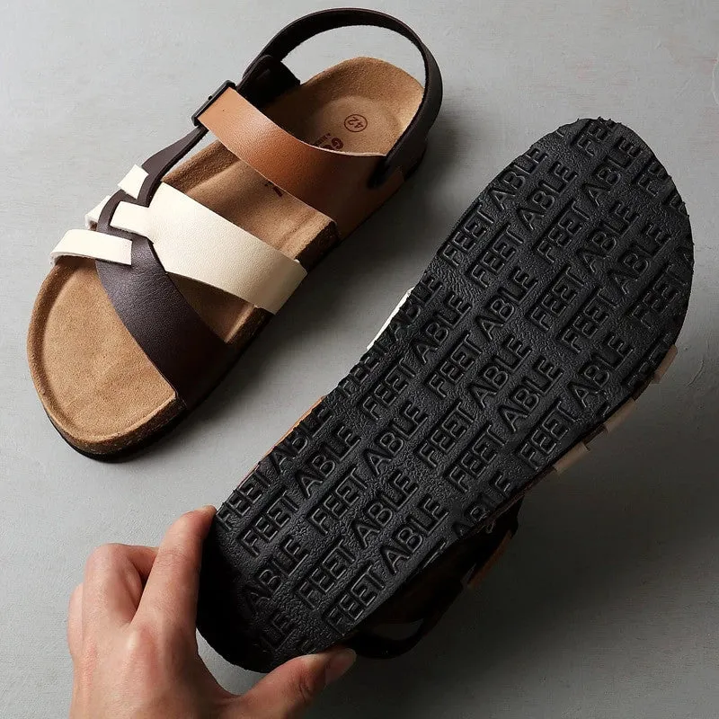 OCW Best Walking Orthopedic Sandals For Men Elastic Cork Unique Summer