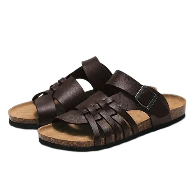 OCW Men Flat Arch Support Cork Slides Light Orthopedic Sandals