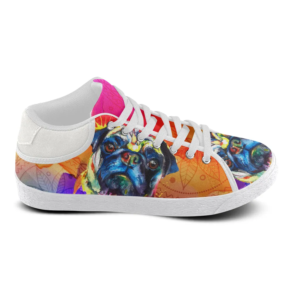 Pug Watercolor Men's Chukka Canvas Shoes