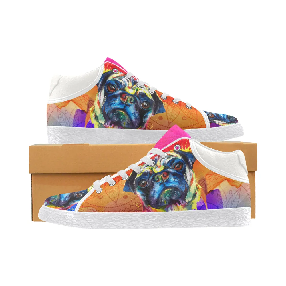 Pug Watercolor Men's Chukka Canvas Shoes