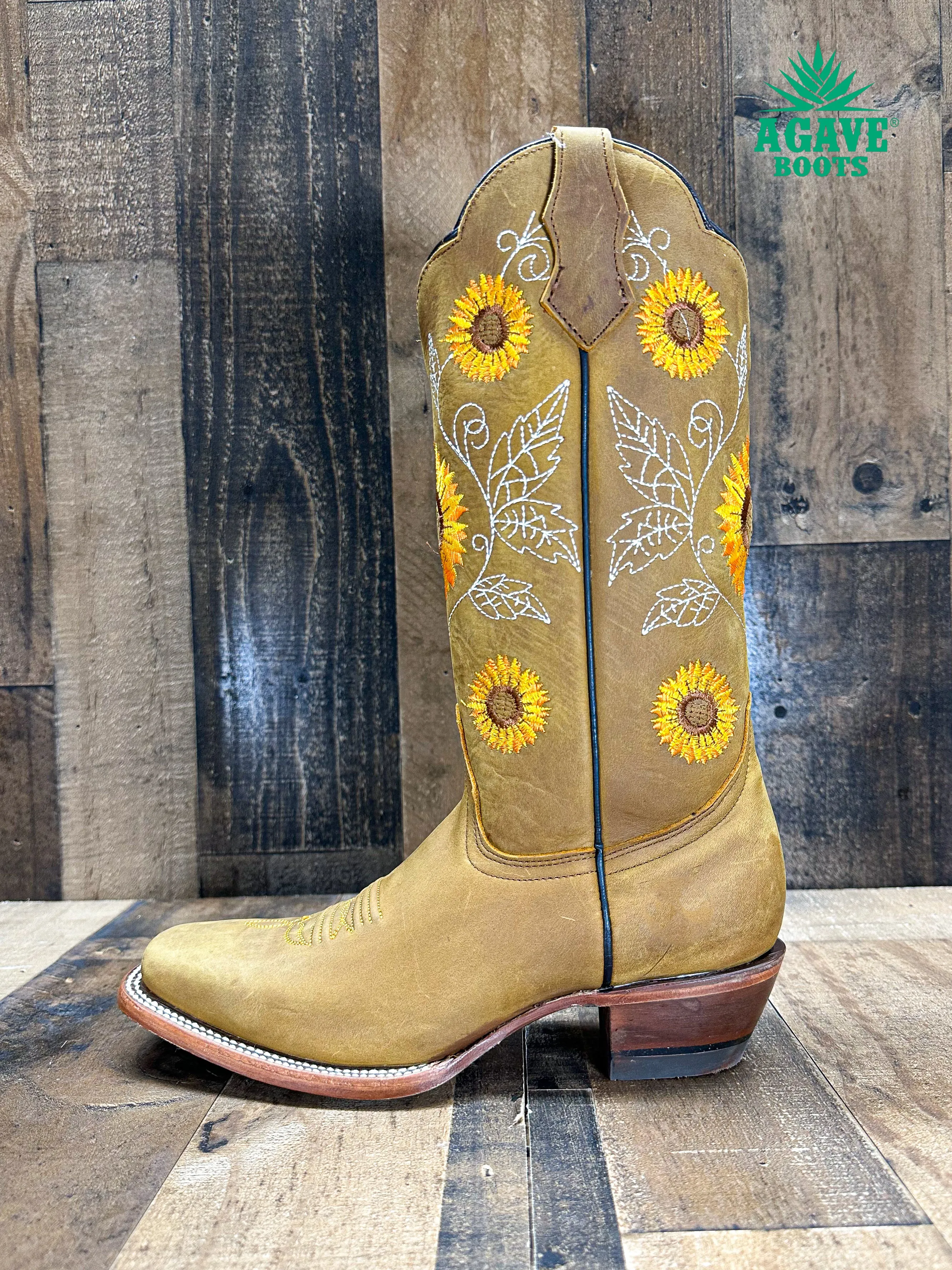 "SUNFLOWERS"  | WOMEN SQUARE TOE BOOTS