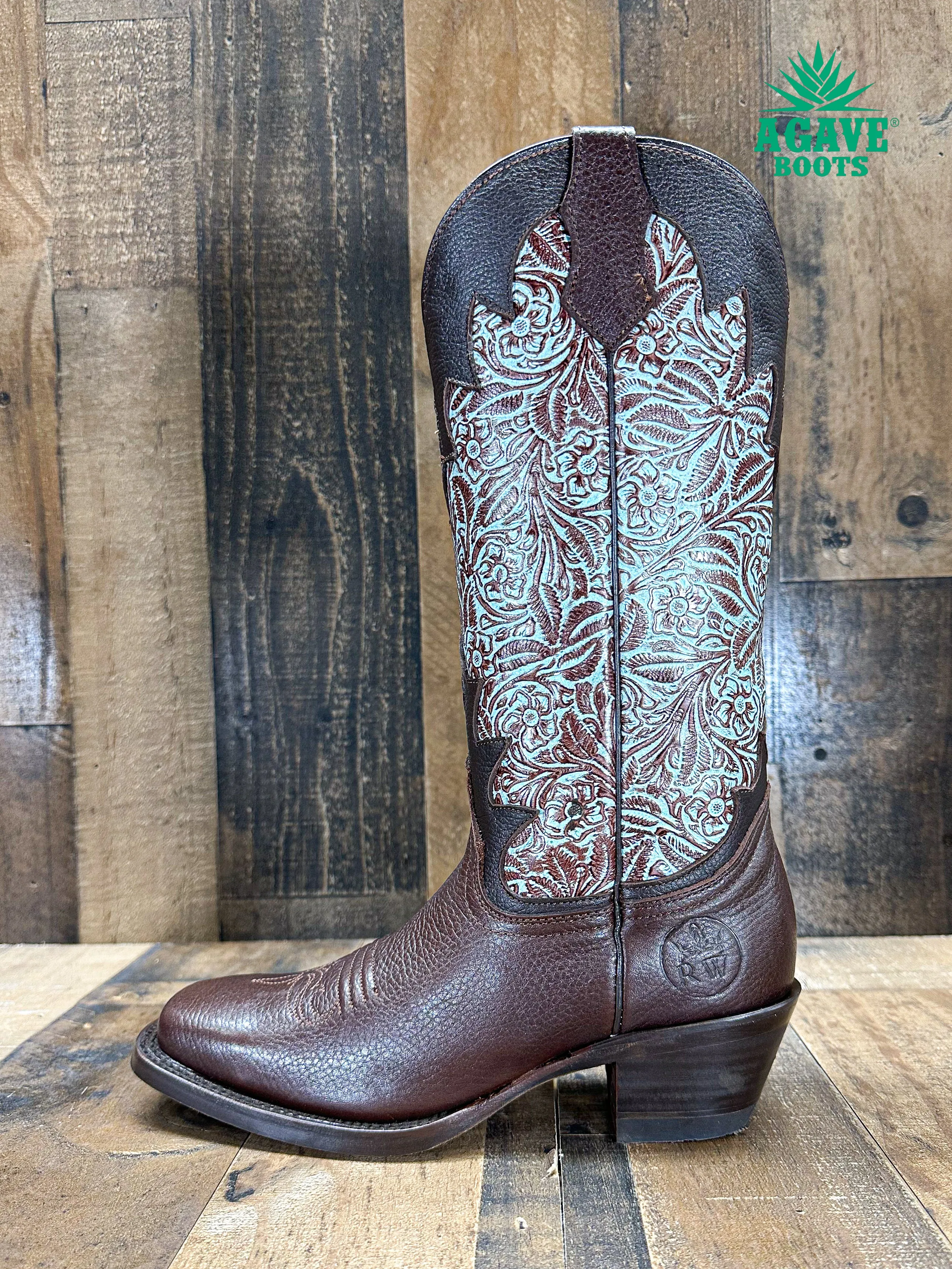 "TURQUOISE LEAVES"  | WOMEN SQUARE TOE BOOTS