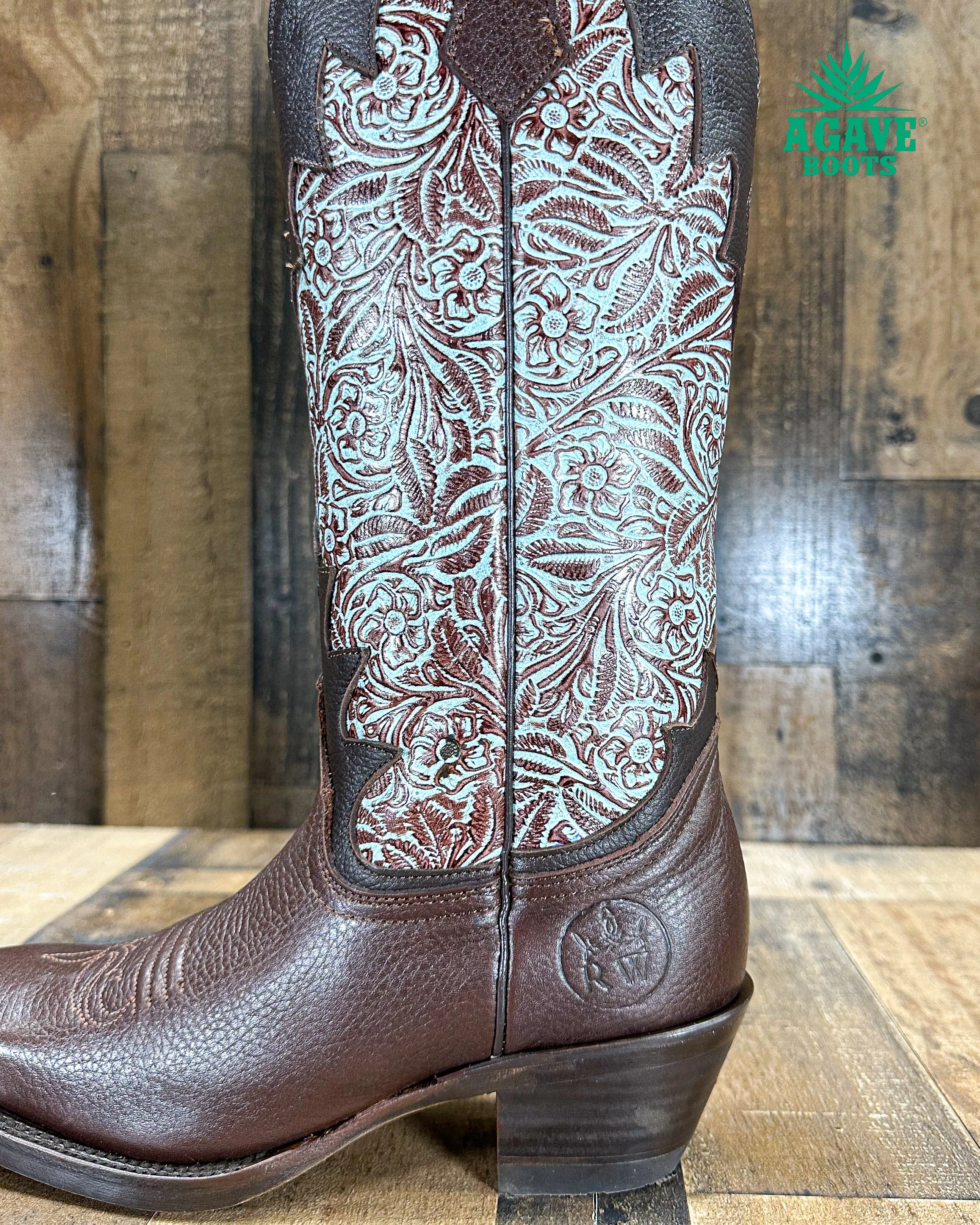 "TURQUOISE LEAVES"  | WOMEN SQUARE TOE BOOTS