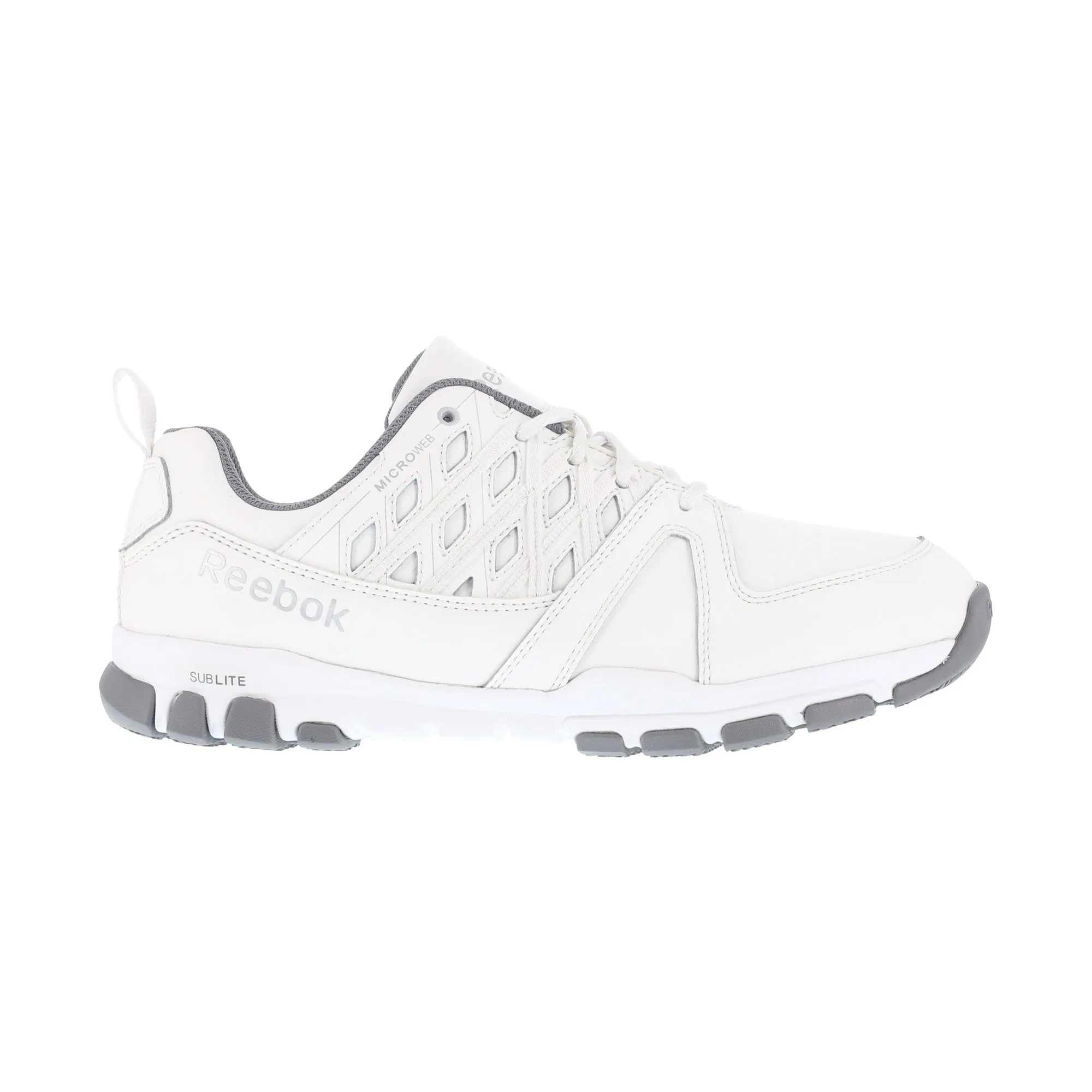 Reebok Womens White Leather Work Shoes AT Sublite Cushion