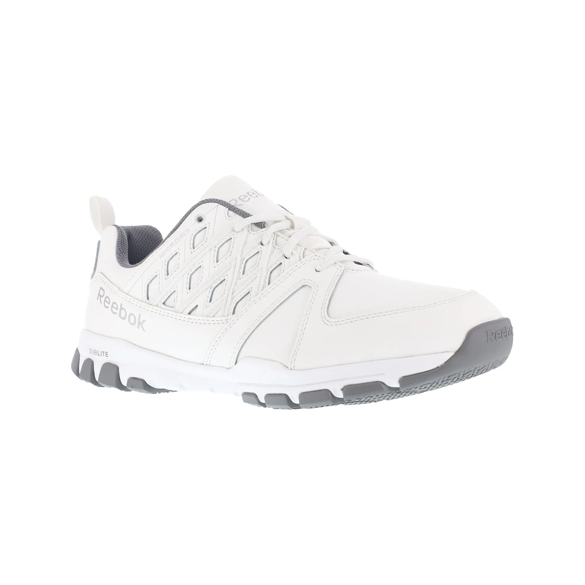 Reebok Womens White Leather Work Shoes AT Sublite Cushion