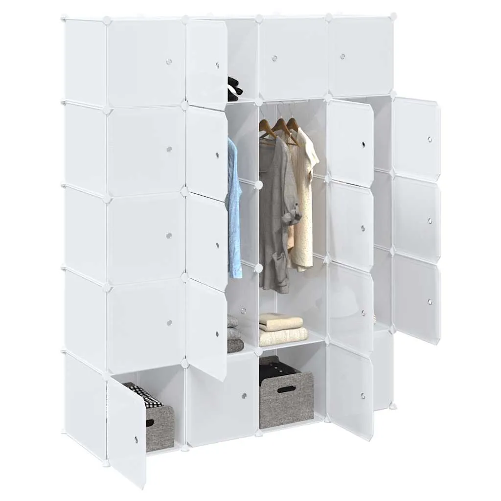 Storage Cube Organiser with 20 Cubes and Hanging Rods PP