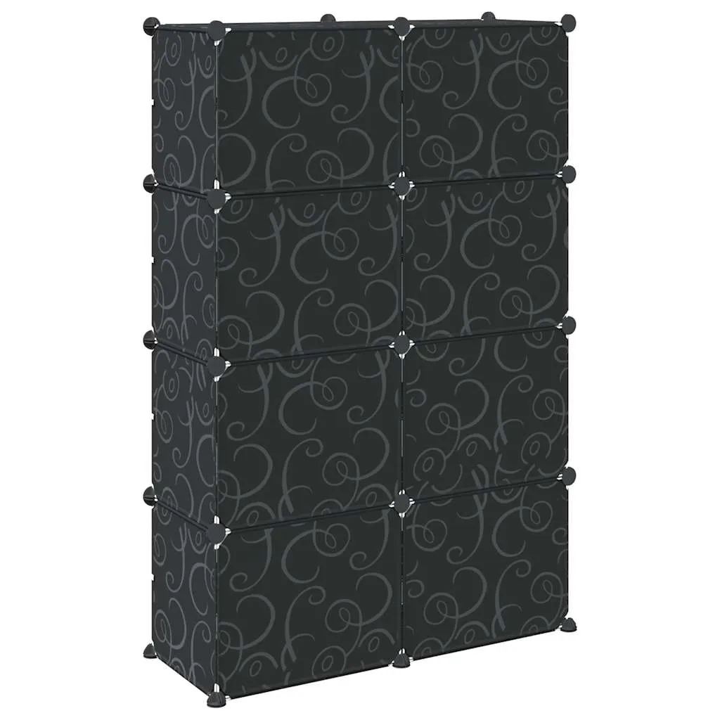 Storage Cube Organiser with 8 Cubes and Doors Black PP