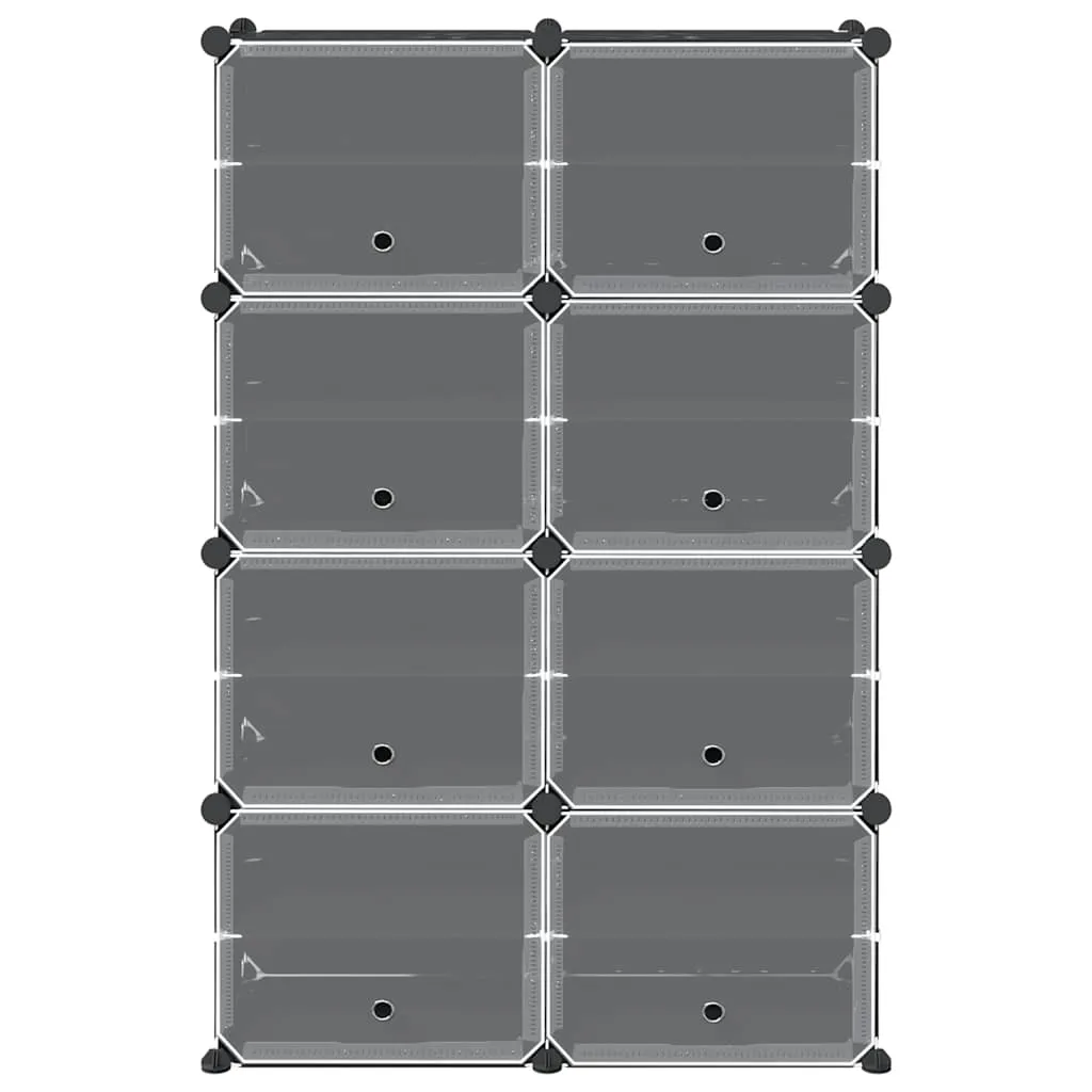 Storage Cube Organiser with 8 Cubes and Doors Black PP