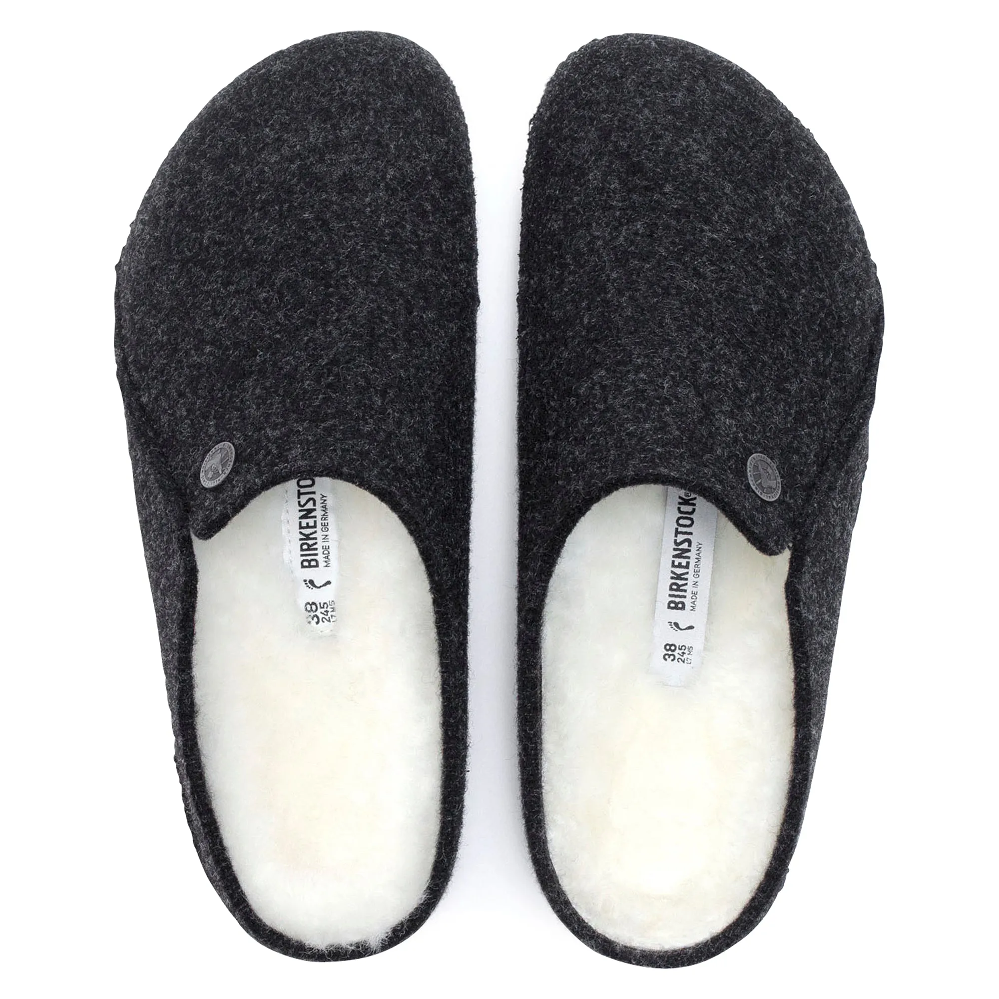 Unisex Birkenstock Zermatt Shearling Wool Felt Slipper Color: Anthracite (REGULAR WIDE WIDTH)