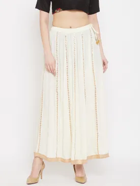 Women'S Cream Gotta Patti Flared Skirt