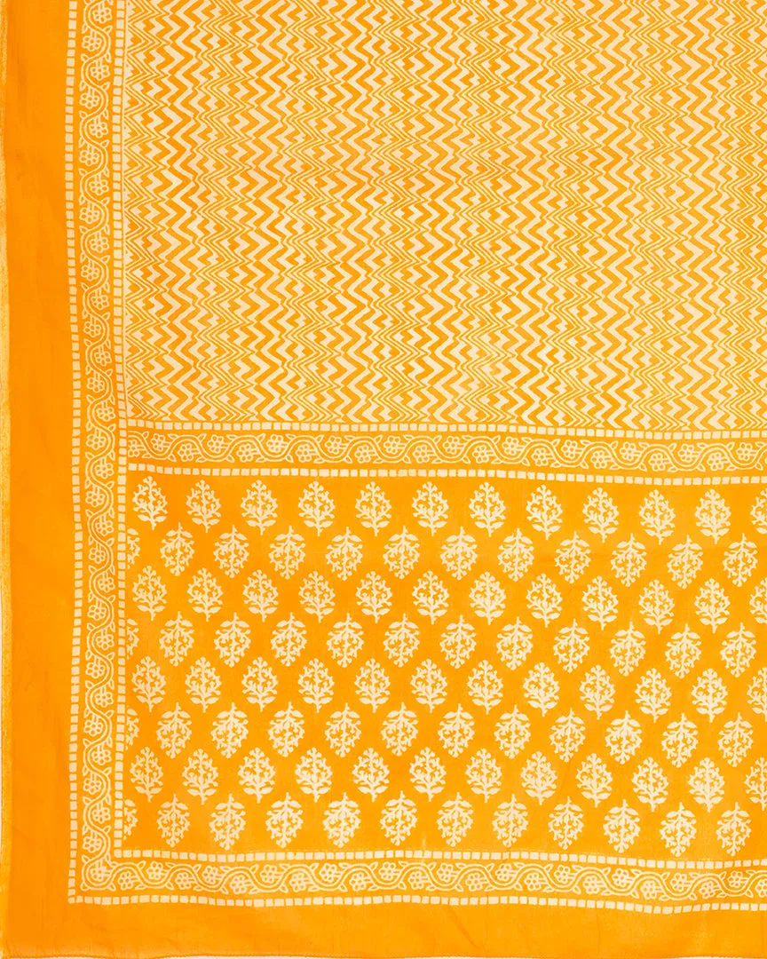 Women'S Embroidered Straight Cotton Yellow Stitched Kurta Pant With Dupatta