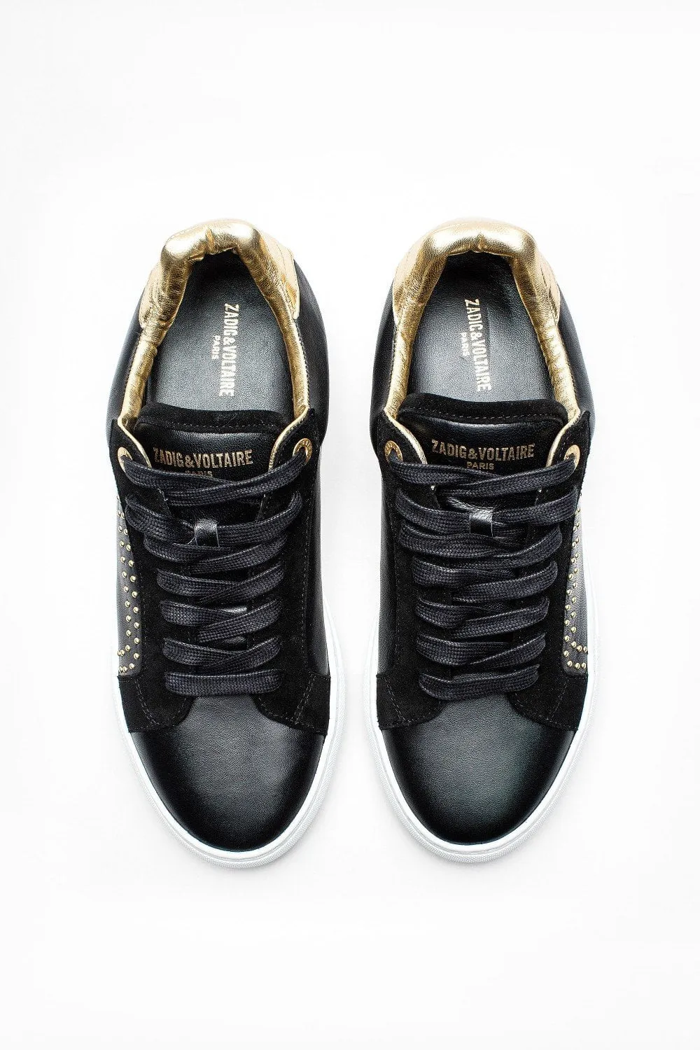 Zadig & Voltaire - ZV1747 Black Gold Leather Sneakers